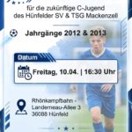 Freitag 10.04./ 16.30 Uhr Schnuppertraining für die zukünftige C-Jugend des HSV u. TSG Mackenzell