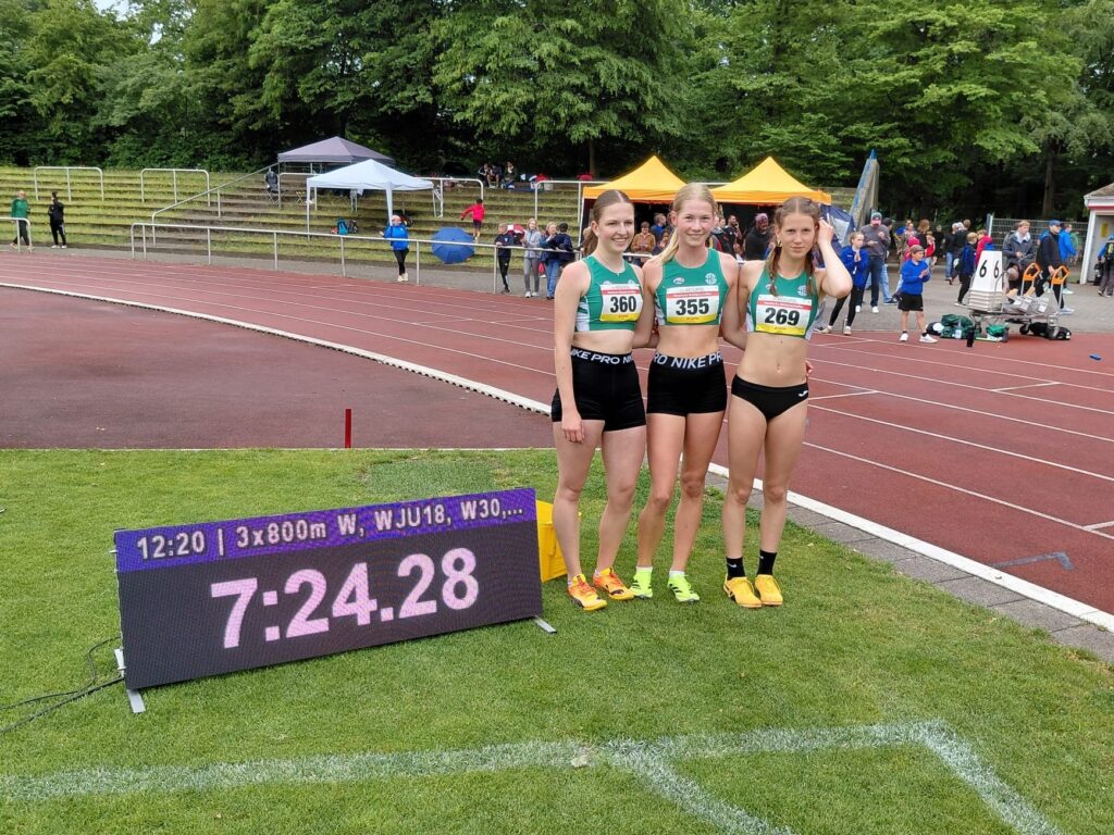 Hessische Meisterschaften im Staffellauf – 4x GOLD, 1x BRONZE für Staffeln aus dem HLV-Kreis Fulda-Hünfeld – 3x800m-Staffel der StG Hünfeld-Baunatal-Friedrichstein knackt U20-Norm für die Deutschen – 3x800m-Staffel der WJU14 der StG Hünfeld-Eichenzell-Flieden aktuell auf Platz 3 der Deutschen Bestenliste
