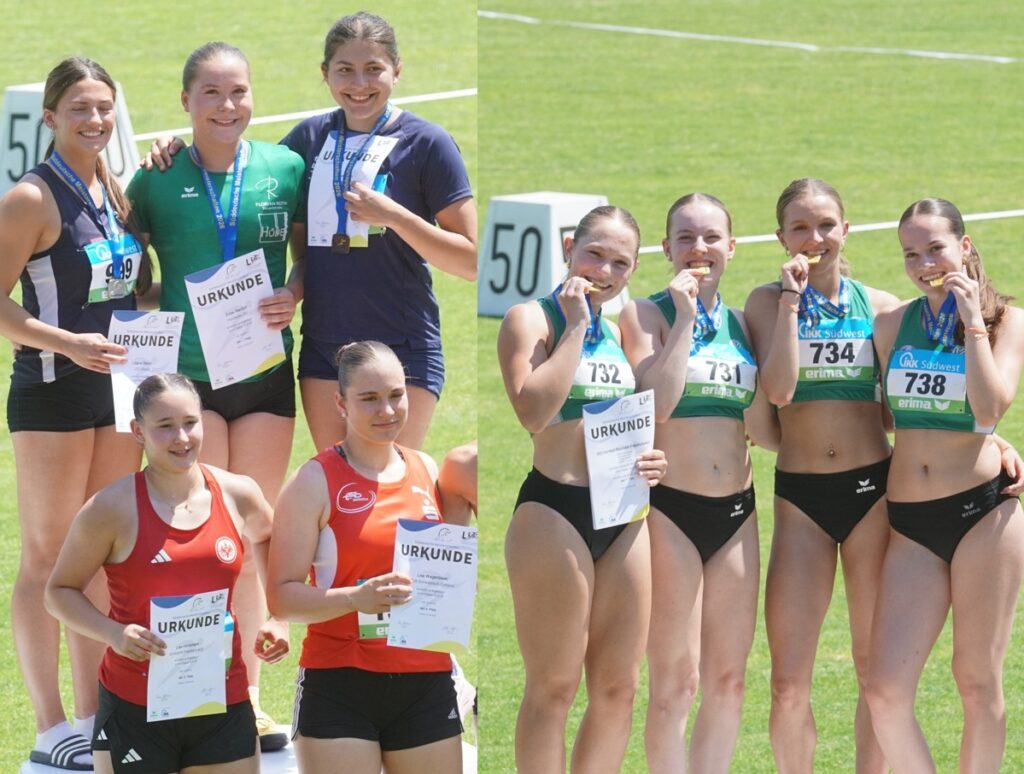 Süddeutsche Meisterschaften der Aktiven und Jugend U18 – Erst GOLD für Edda Bischof im Kugelstoßen, dann GOLD für die 4x100m-Staffel